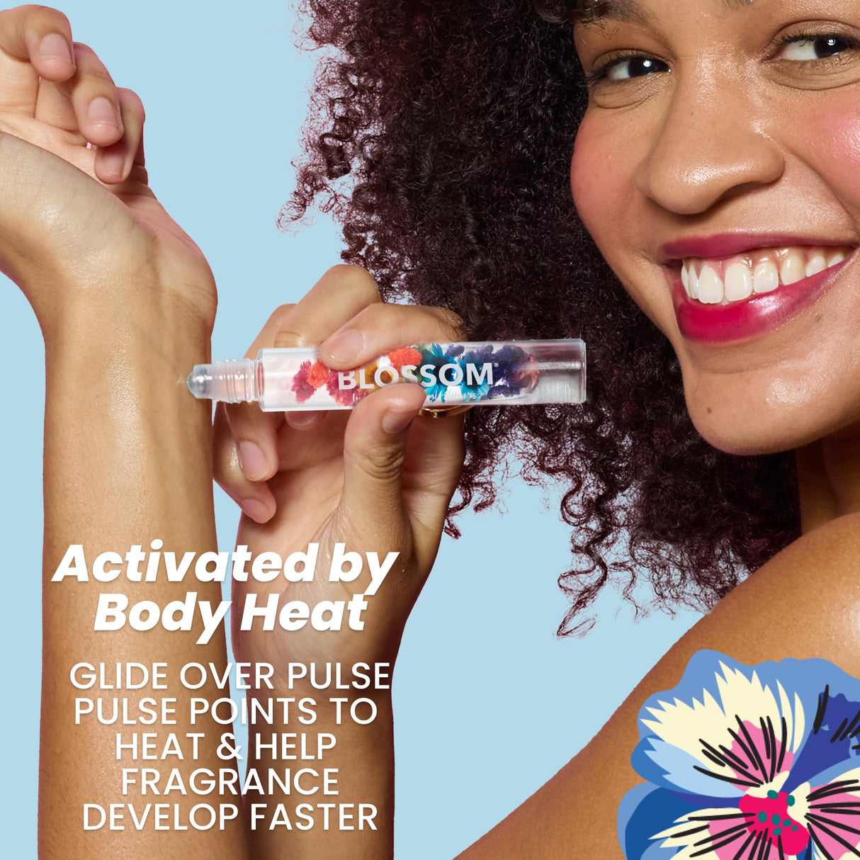 Blossom Roll on Perfume Oil for Women, Alcohol Free Rollerball Perfume with Essential Oil, Infused with Real Flowers, Made in USA, 0.20 oz (Lemon, Bergamot, Violet, White Musk), Cactus Flower