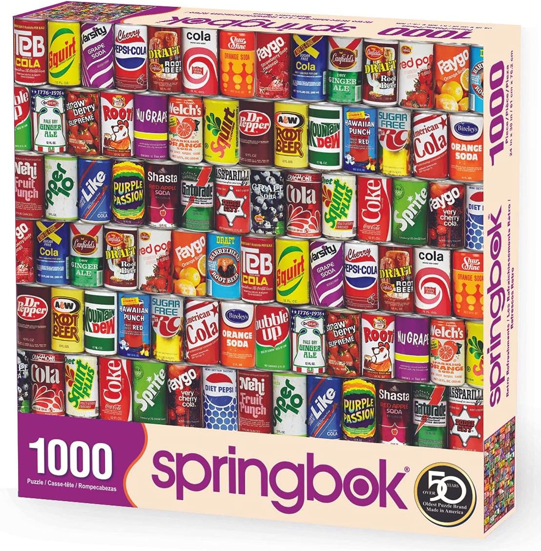 Springbok - Retro Refreshments - 1000 Piece Jigsaw Puzzle- Vintage soft drink can collage to challenge your brain