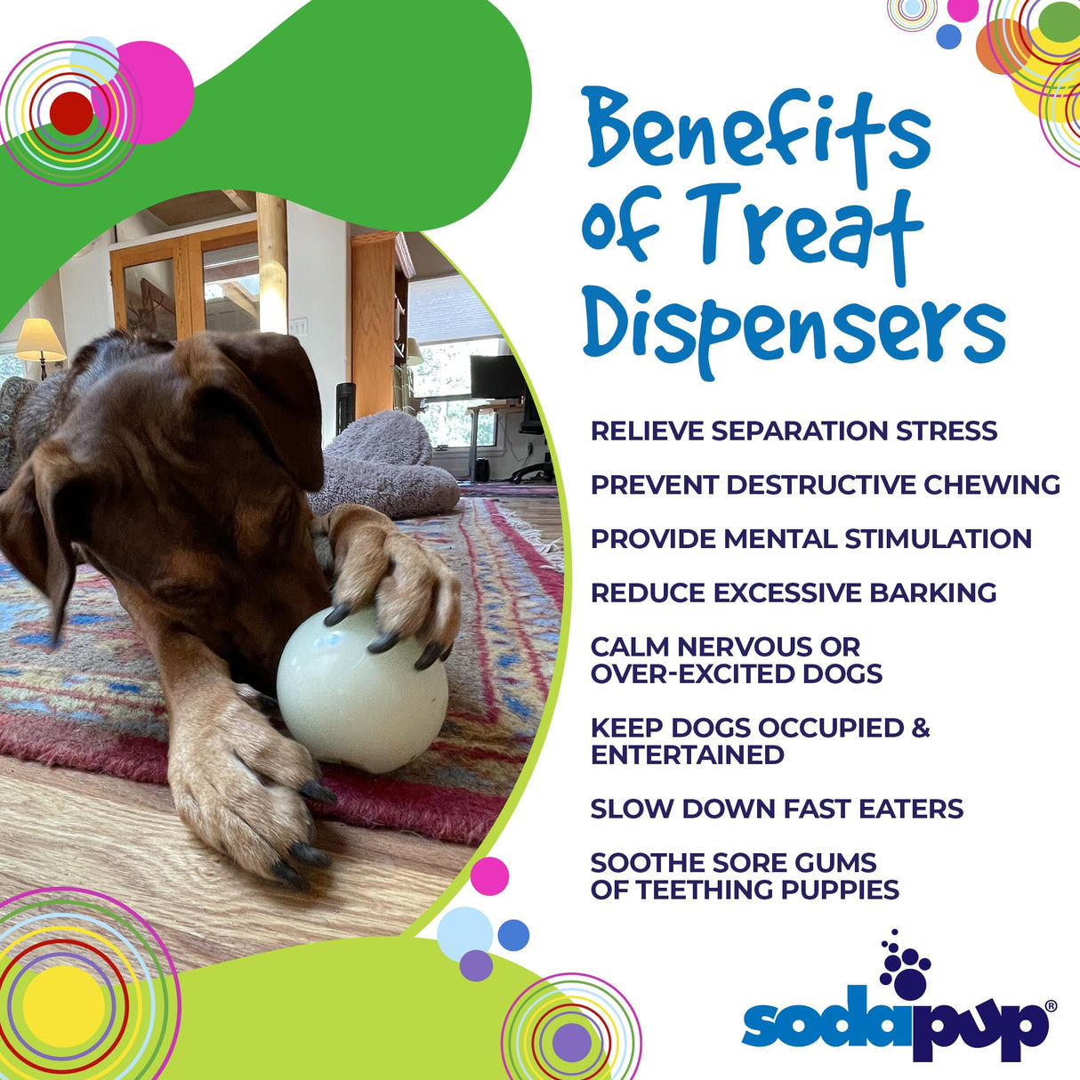 SodaPup Honey Pot – Durable Dog Treat Dispenser & Enrichment Toy Made in USA from Non-Toxic, Pet Safe, Food Safe Natural Rubber Material for Mental Stimulation, Problem Chewing, Calming Nerves, & More
