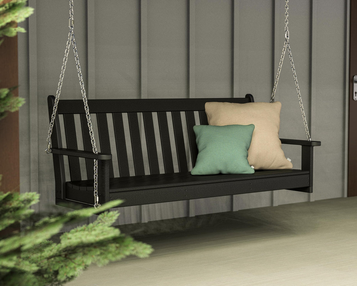 POLYWOOD GNS60BL Vineyard 60" Outdoor Swing, Black