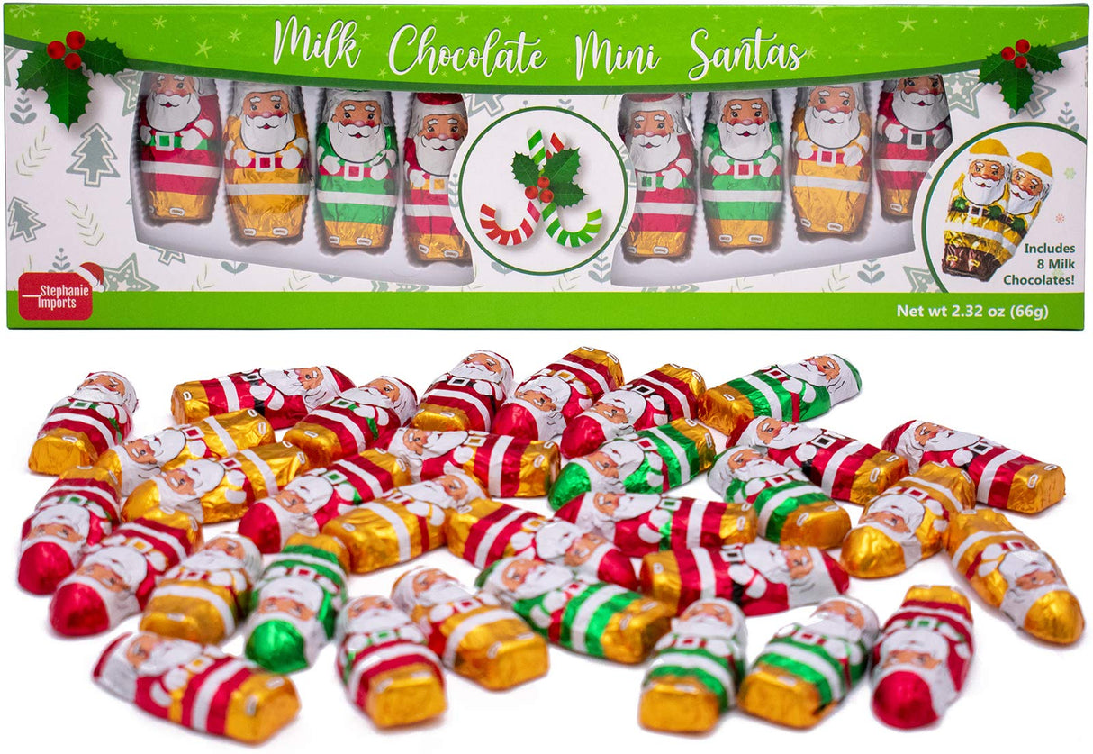 Made in USA Christmas Mini 2" Milk Chocolate Santas Individually Wrapped in Foil 1 lb (6 Pack - Gift Ready)