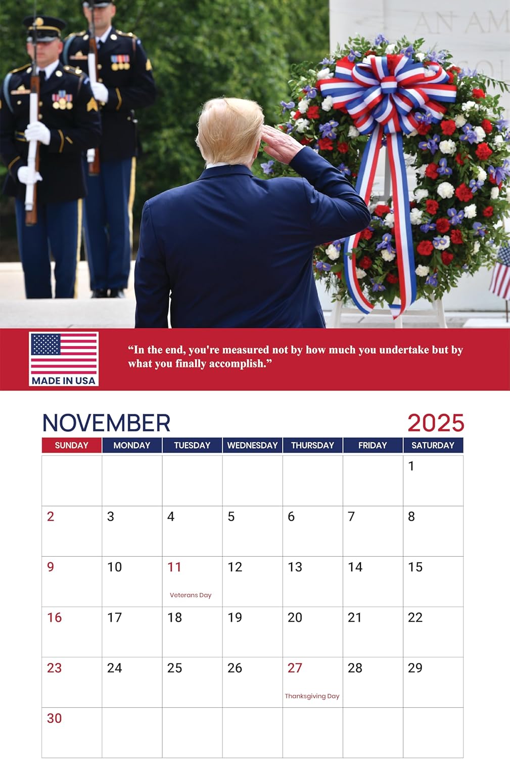 Trump Wall Calendar 2025, Monthly Wall Calendar Donald Trump Gifts, 45 47 President Trump Calendar for Walls with Motivational and Inspirational Quotes, Made in USA