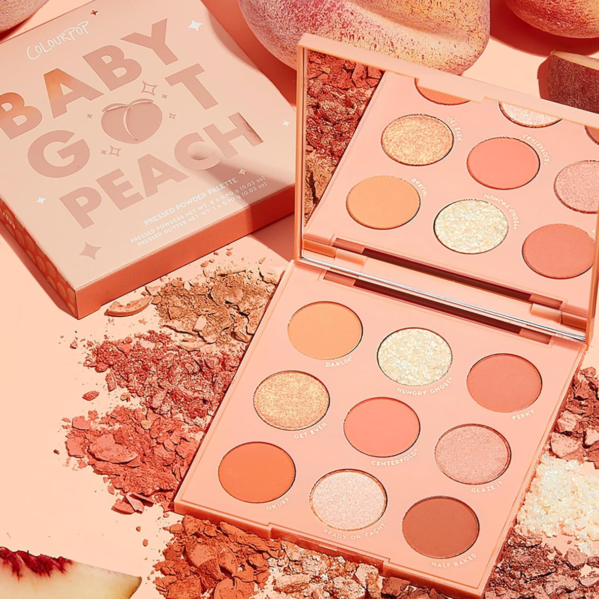 ColourPop Baby Got Peach Shadow Palette - Orange & Coral Shadows with Metallic, Matte and Glitter Finishes - High-Pigment Makeup with a Long-Wearing Formula (0.3 oz)