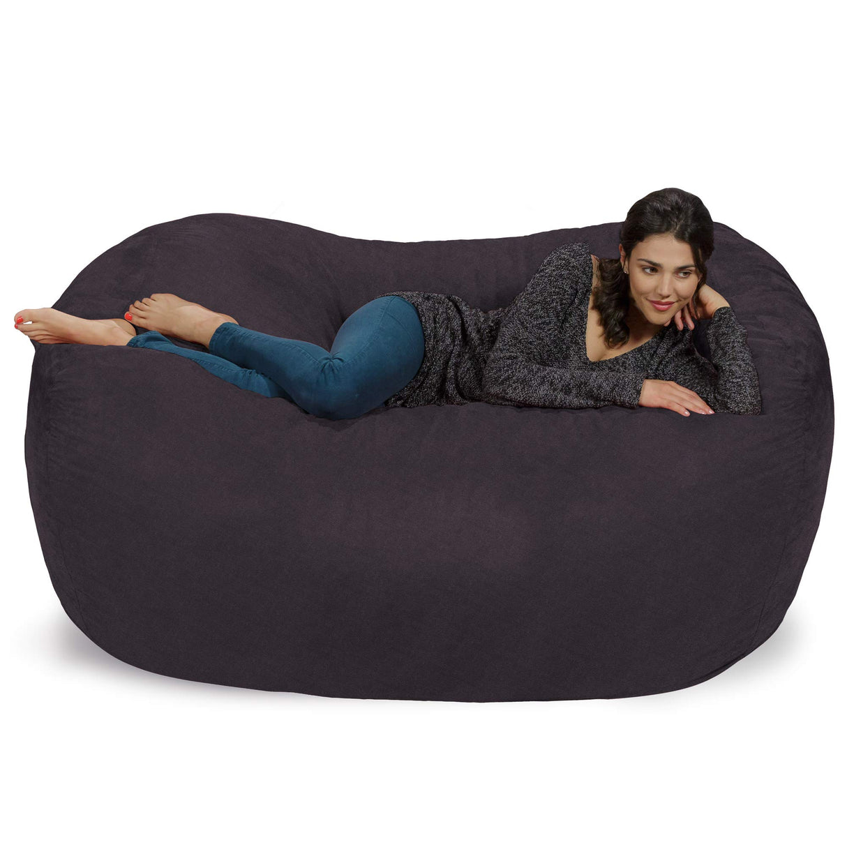 Chill Sack Bean Bag Chair: Huge 6' Memory Foam Furniture Bag and Large Lounger - Big Sofa with Soft Micro Fiber Cover - Red Furry