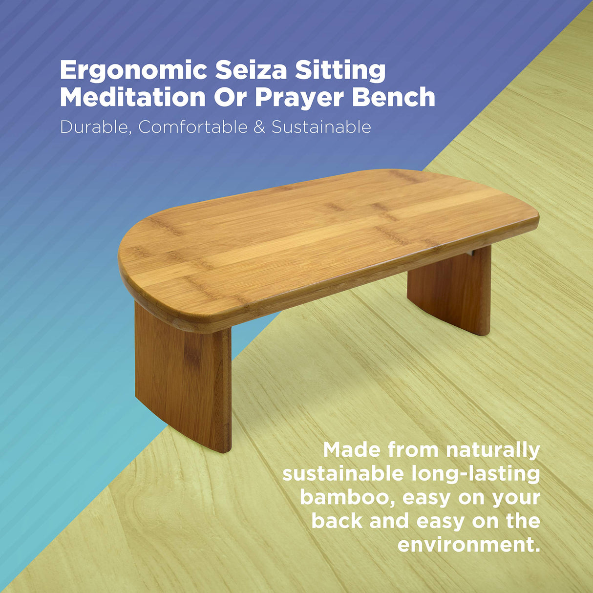 Bamboo Meditation Kneeling Bench - Best Design - New Magnetic Attached Legs - Portable - Ergonomic
