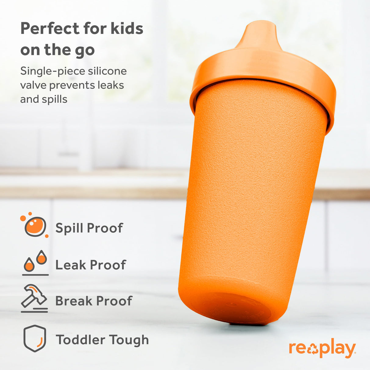 Re-Play Made in USA 10 Oz. Sippy Cups for Toddlers, Pack of 4 - Reusable Spill Proof Cups for Kids, Dishwasher/Microwave Safe - Hard Spout Sippy Cups for Toddlers 3.13" x 6.25", Desert Roses