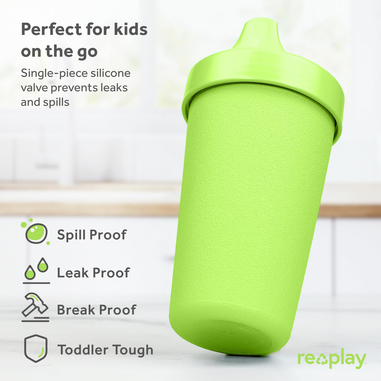 Re-Play Made in USA 10 Oz. Sippy Cups for Toddlers, Pack of 4 - Reusable Spill Proof Cups for Kids, Dishwasher/Microwave Safe - Hard Spout Sippy Cups for Toddlers 3.13" x 6.25", Desert Roses