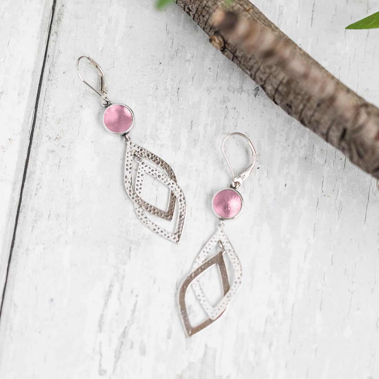 Bottled Up Designs Handmade Recycled Antique Glass and Sterling Silver Cascade Earrings (Olive Wine Bottle)