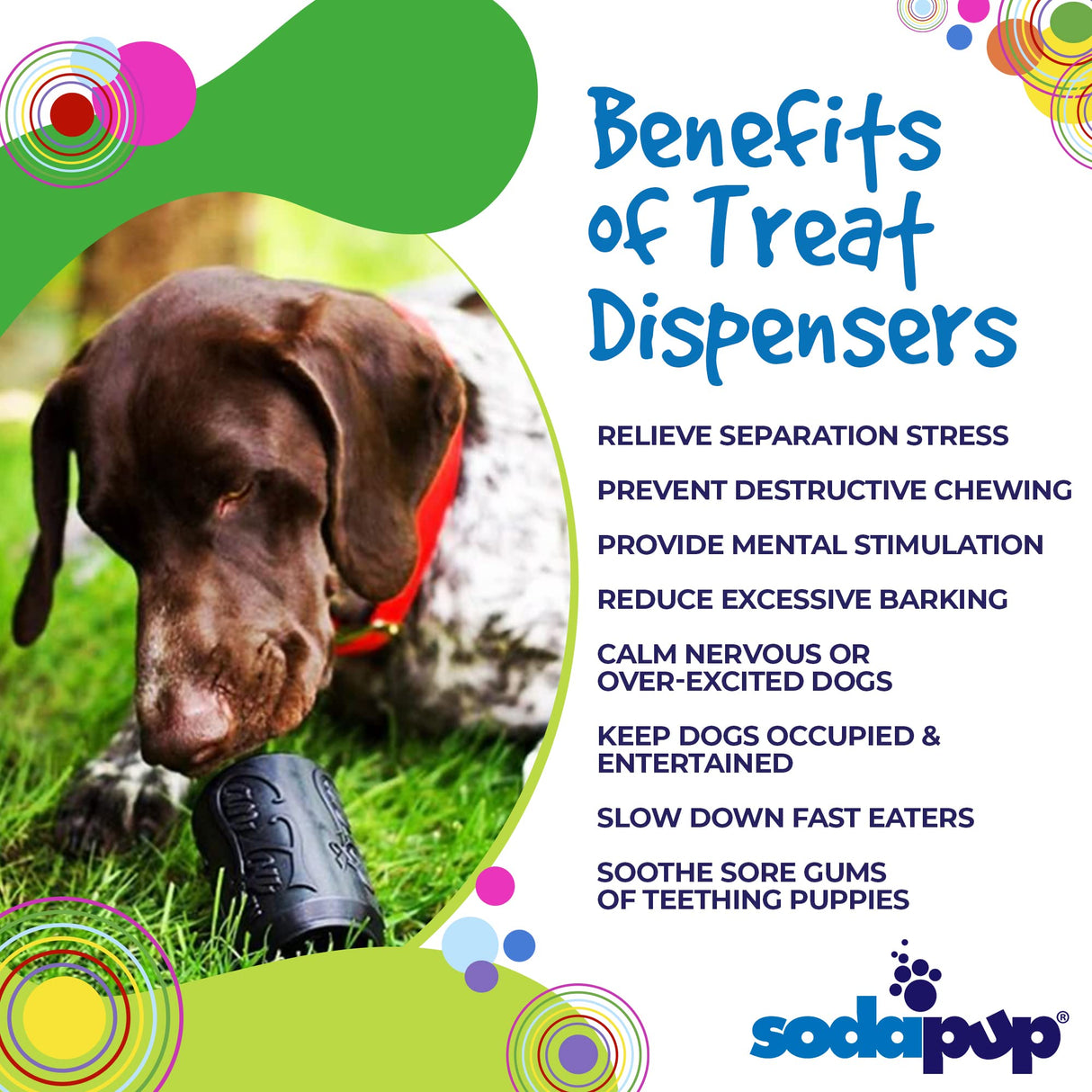 SodaPup Honey Pot – Durable Dog Treat Dispenser & Enrichment Toy Made in USA from Non-Toxic, Pet Safe, Food Safe Natural Rubber Material for Mental Stimulation, Problem Chewing, Calming Nerves, & More
