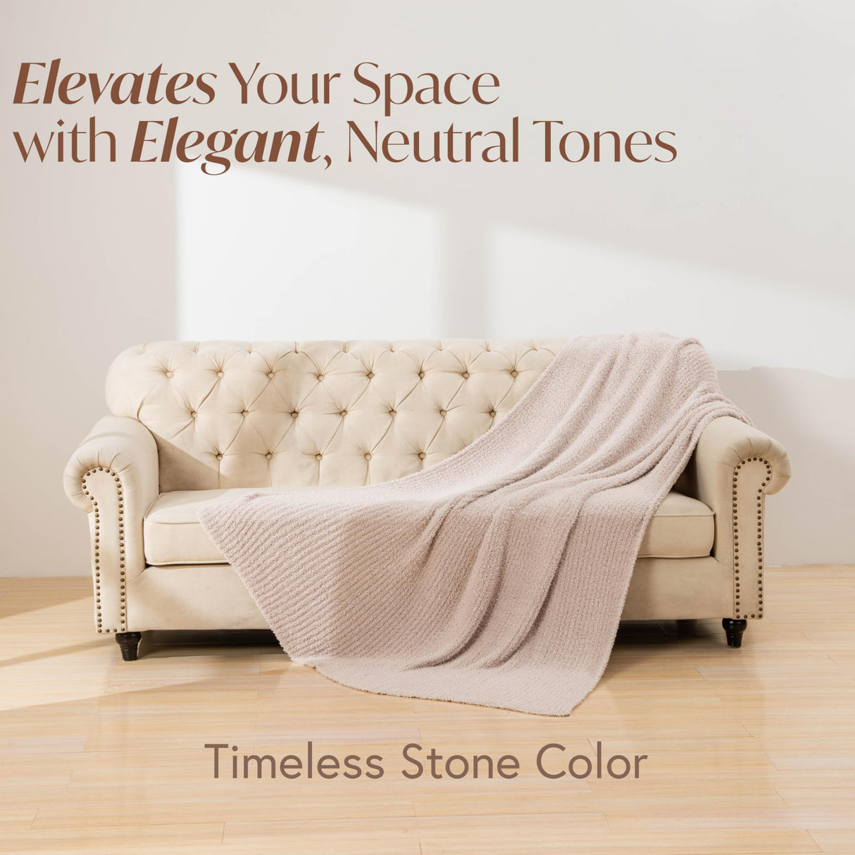 Unboxme Sweet Dreams Cloud Wrap - Ultra Soft & Cozy Stone-Colored Throw Blanket, 54" x 72" Warm Couch Blanket
