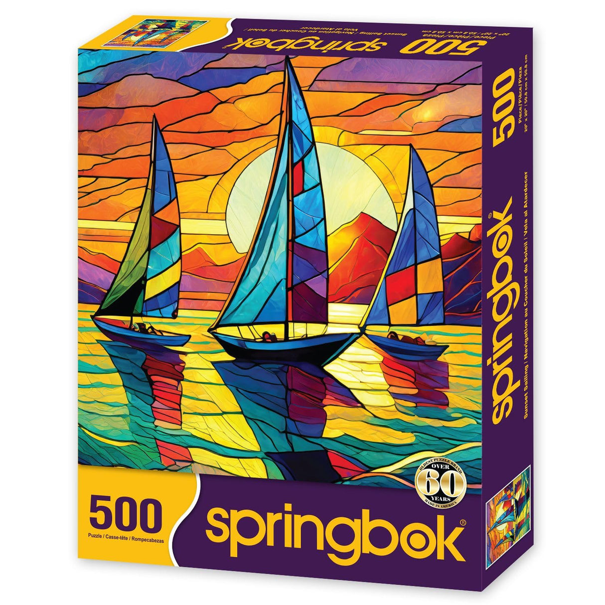 Springbok's Sunset Sailing 500 Piece Jigsaw Puzzle for Adults-Unique Cut Pieces- Made in USA