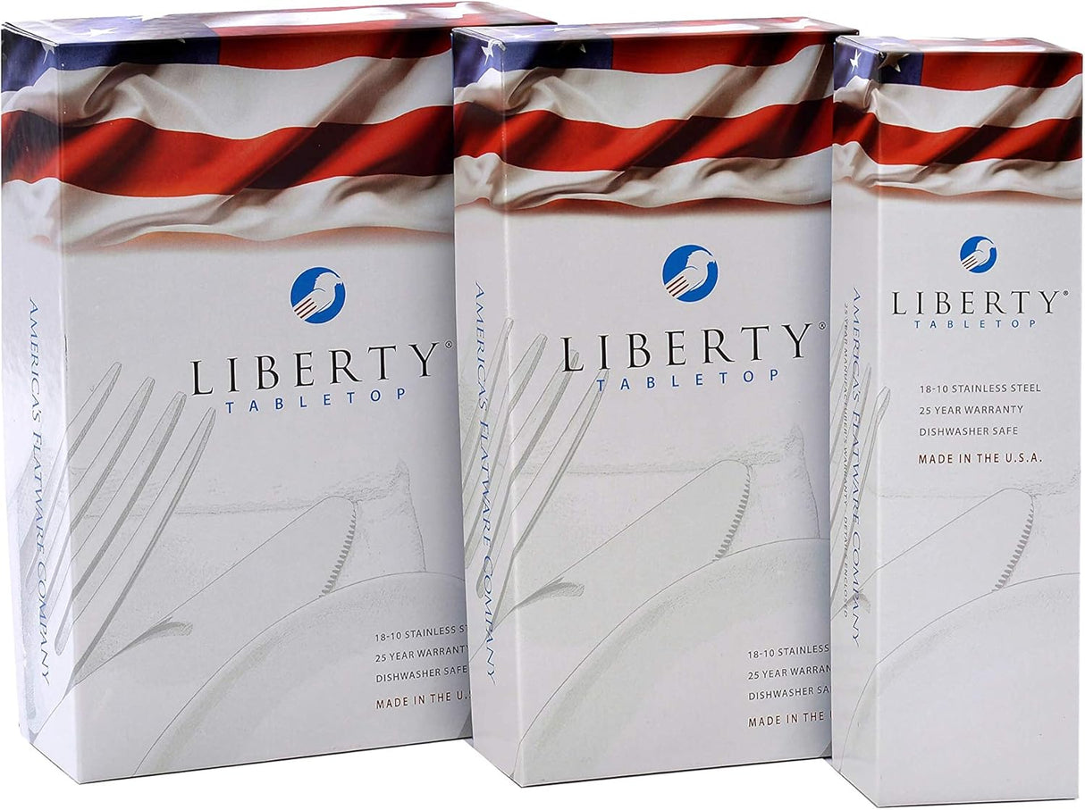 Liberty Tabletop Annapolis 43 Piece Flatware Set Service for 8 Includes 3pc Serving Set Mirror (Bright) Finish MADE IN USA