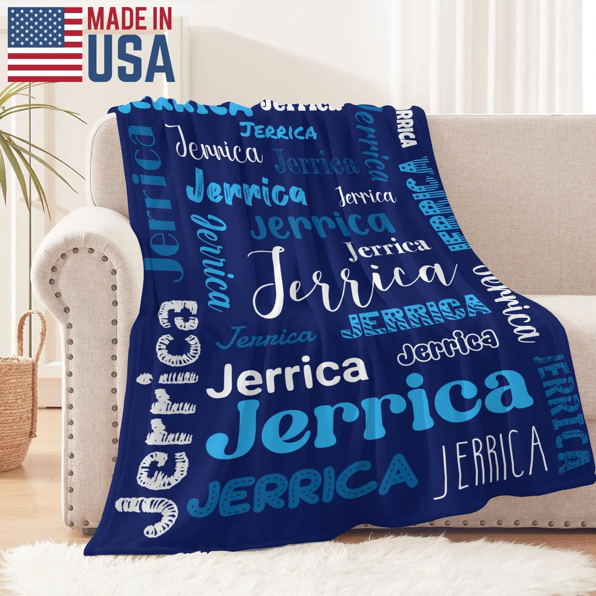 Custom Blanket with Name, Soft Cozy Personalized Name Blankets for Kids, Girls, Boys, Adults, Customized Christmas Blanket for Women, Men, Newborn, New Mom, Red Colors, Made in USA