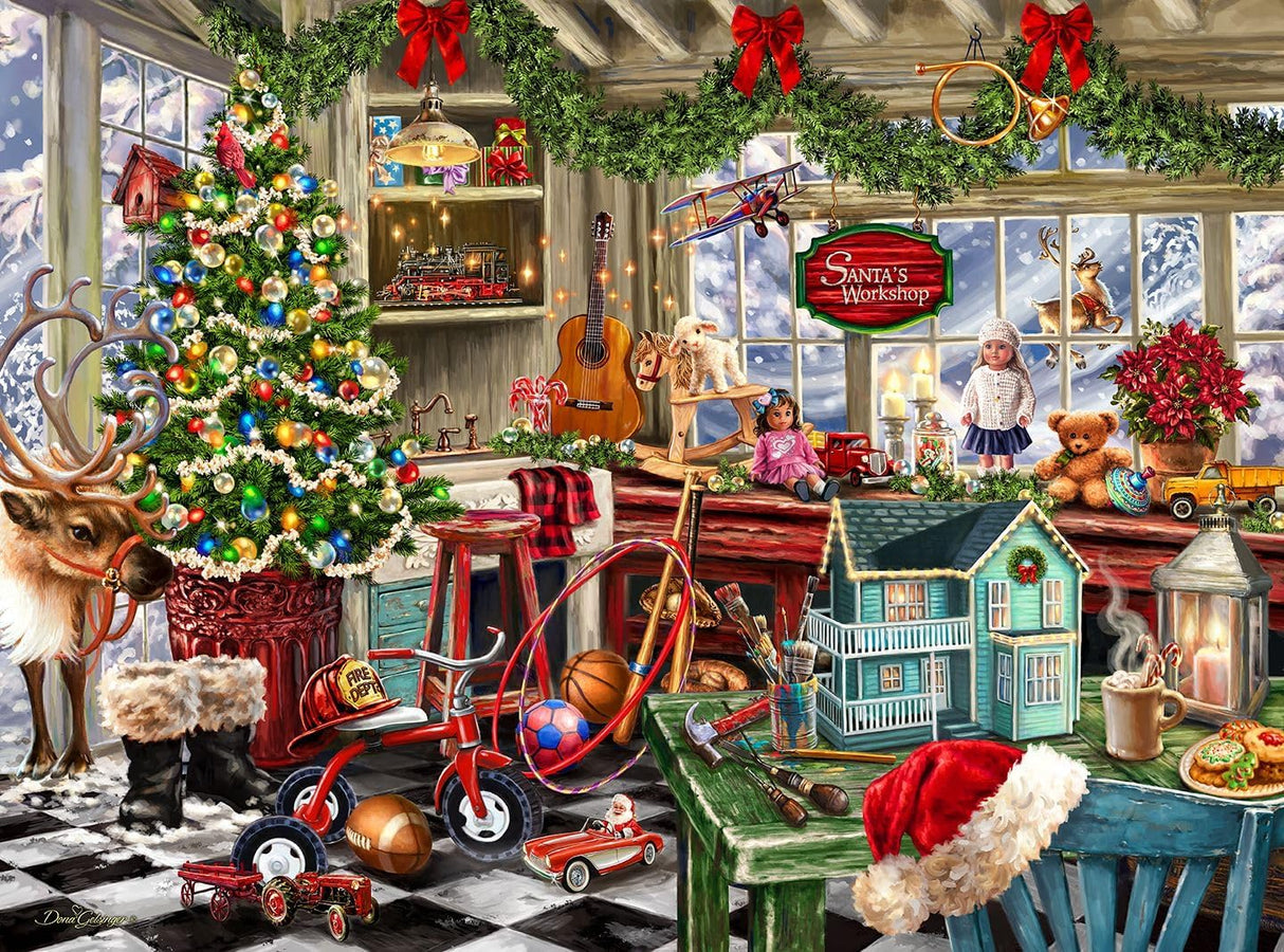 Springbok's Santa's Workshop 1000 Piece Jigsaw Puzzle by Artist Dona Gelsinger Features The Famous Christmas Workshop of Santa's Elves