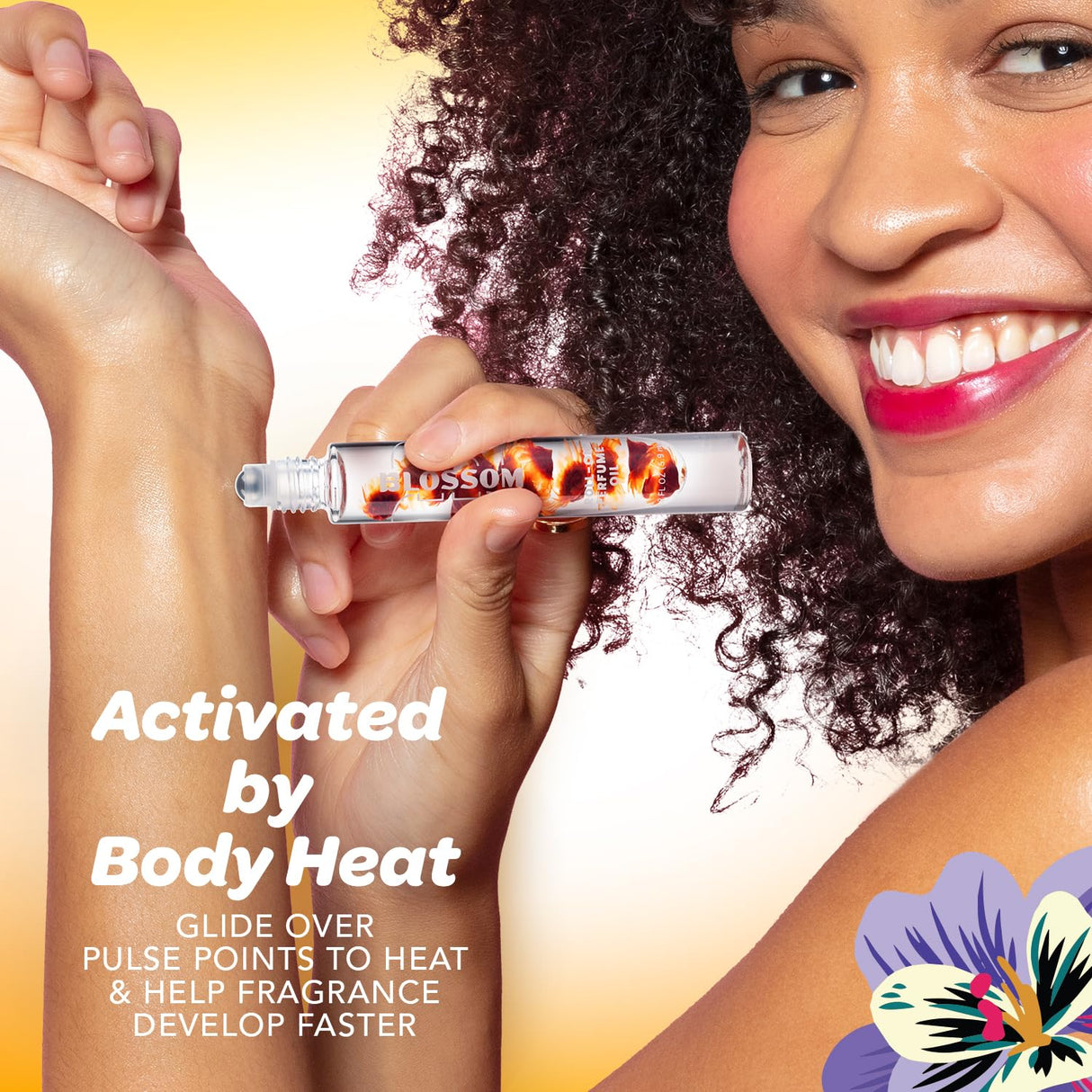 Blossom Roll on Perfume Oil for Women, Alcohol Free Rollerball Perfume with Essential Oil, Infused with Real Flowers, Made in USA, 0.20 oz (Lemon, Bergamot, Violet, White Musk), Cactus Flower