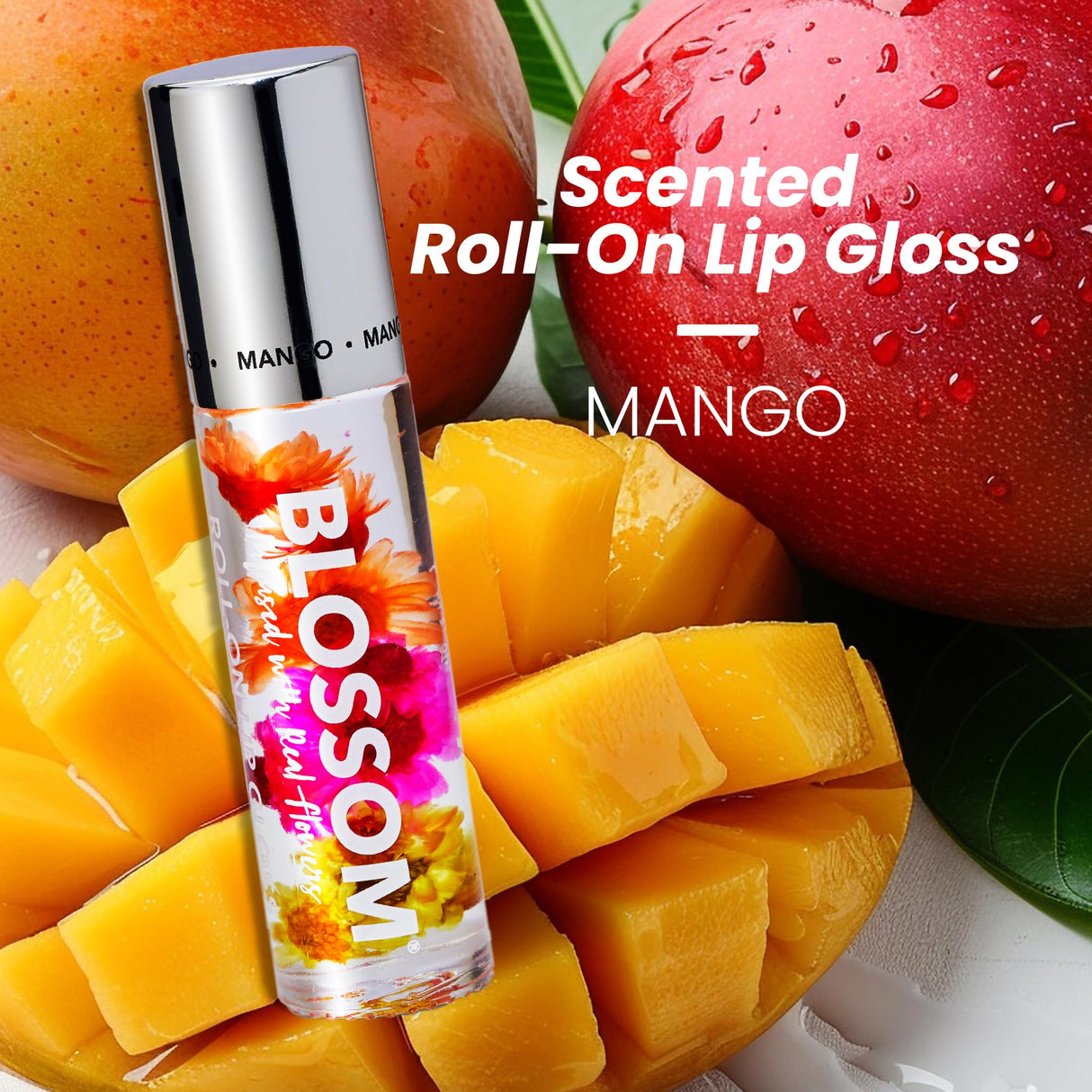 Blossom Scented Roll on Lip Gloss, Infused with Real Flowers, Made in USA, 0.20 fl. oz./5.9ml, Watermelon