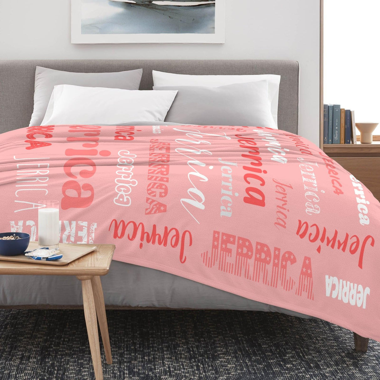 Custom Blanket with Name, Soft Cozy Personalized Name Blankets for Kids, Girls, Boys, Adults, Customized Christmas Blanket for Women, Men, Newborn, New Mom, Red Colors, Made in USA