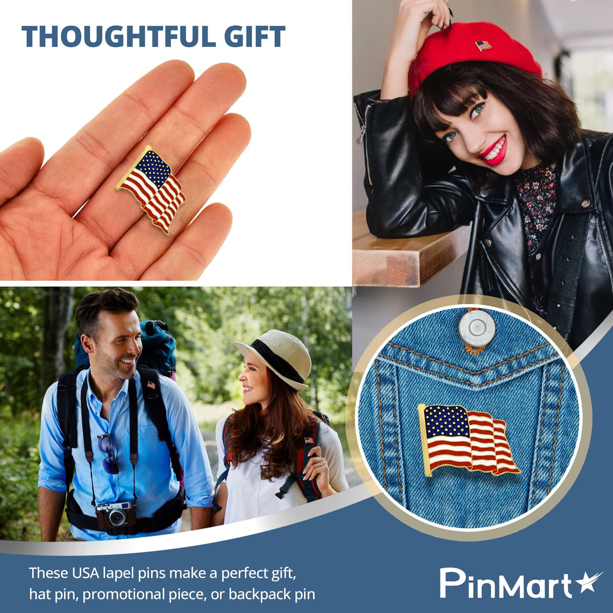 PinMart's 2 Pack Made in the USA American Flag Enamel Lapel Pins