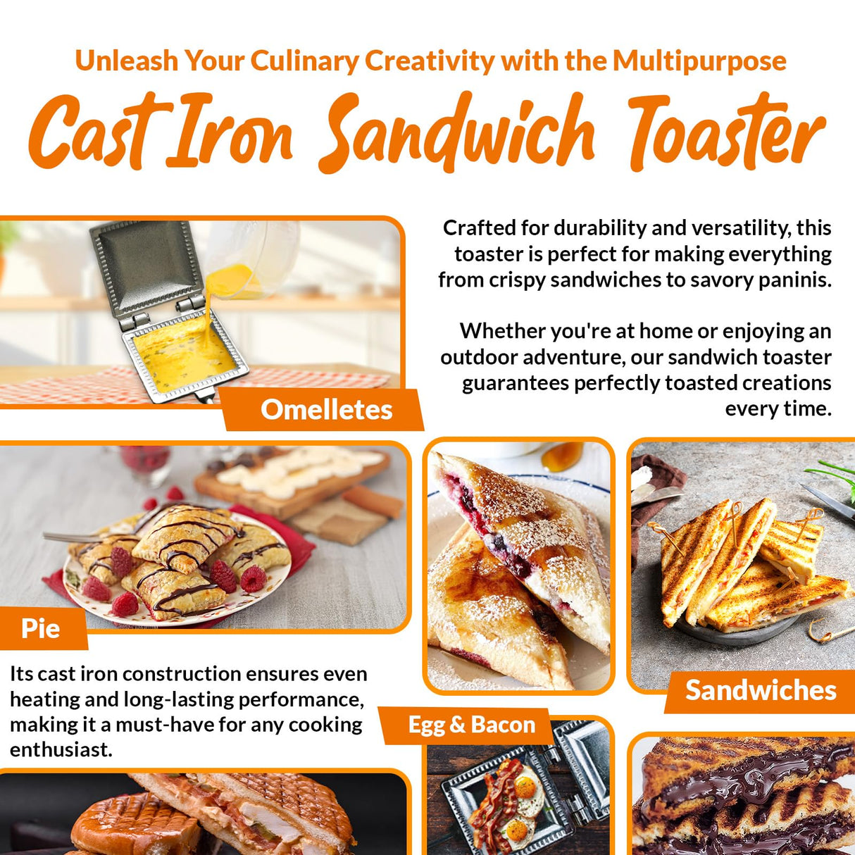 C. Palmer Aluminum Campfire Cooking Sandwich Maker, Long Handle Mountain Pie Maker, Made in America