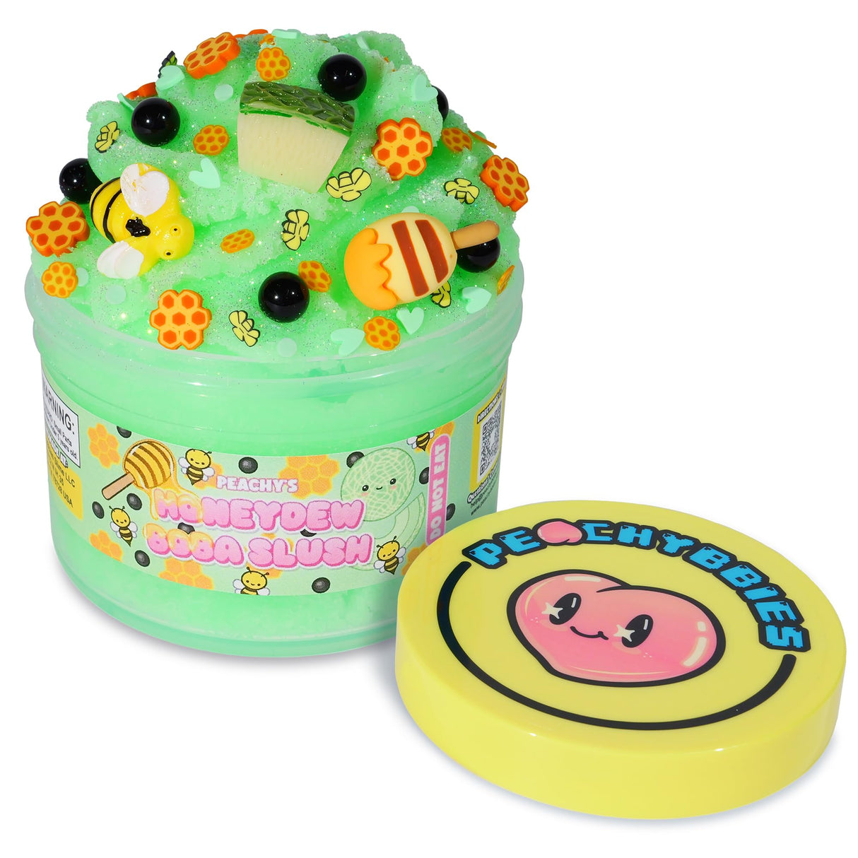Honeydew Boba Slush Slime, Made in USA Premium Slime, 100% Authentic Peachybbies, 7 oz. ICEE, Scented Slime for Kids from The Original Peachybbies Slime Shop, ASMR, Limited Edition