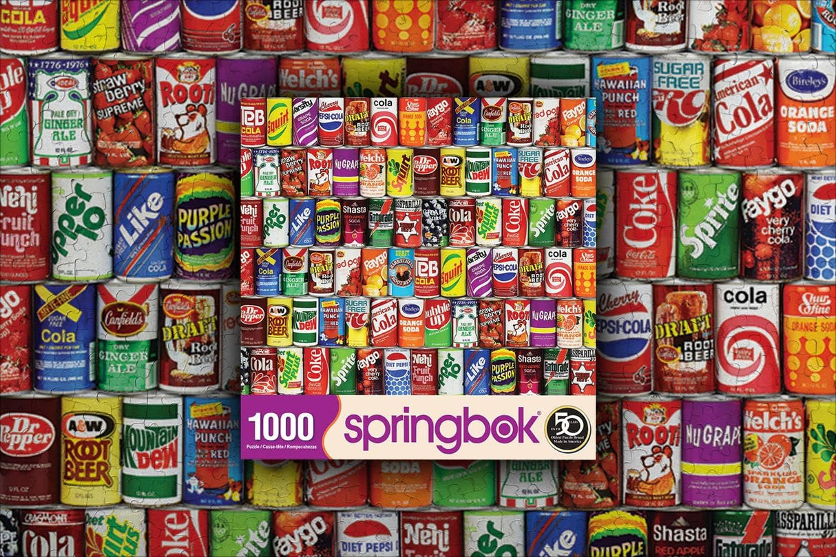 Springbok - Retro Refreshments - 1000 Piece Jigsaw Puzzle- Vintage soft drink can collage to challenge your brain