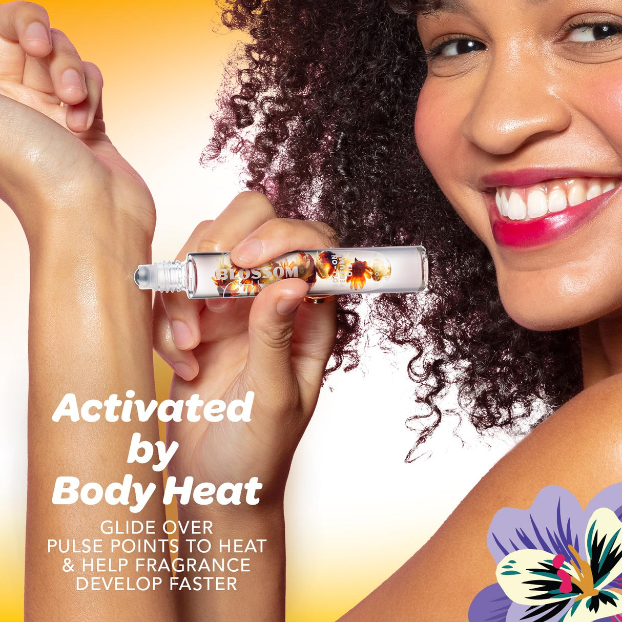 Blossom Roll on Perfume Oil for Women, Alcohol Free Rollerball Perfume with Essential Oil, Infused with Real Flowers, Made in USA, 0.20 oz (Lemon, Bergamot, Violet, White Musk), Cactus Flower