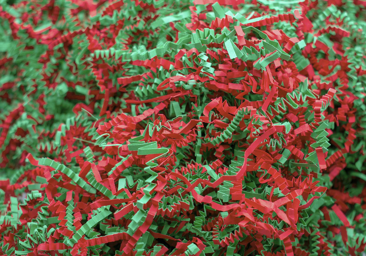 Stephanie Imports Made In USA 3-Ply Crinkle Cut Shredded Paper 2 lbs (Red & Green Christmas Mix)