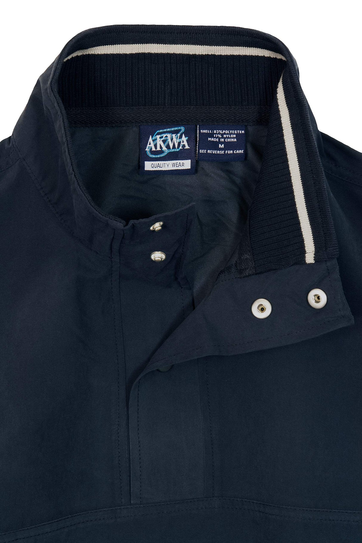 Akwa Men's Microfiber Woven Water Repellent Short Sleeve Snap Button Placket Pullover Windshirt