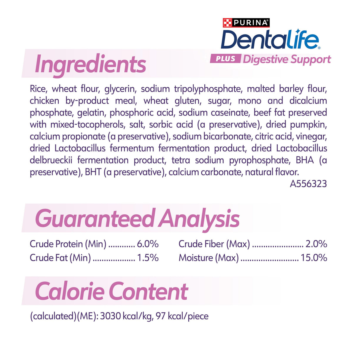 Dentalife Purina Plus Digestive Support Chicken and Pumpkin Flavor Large Dog Dental Chews