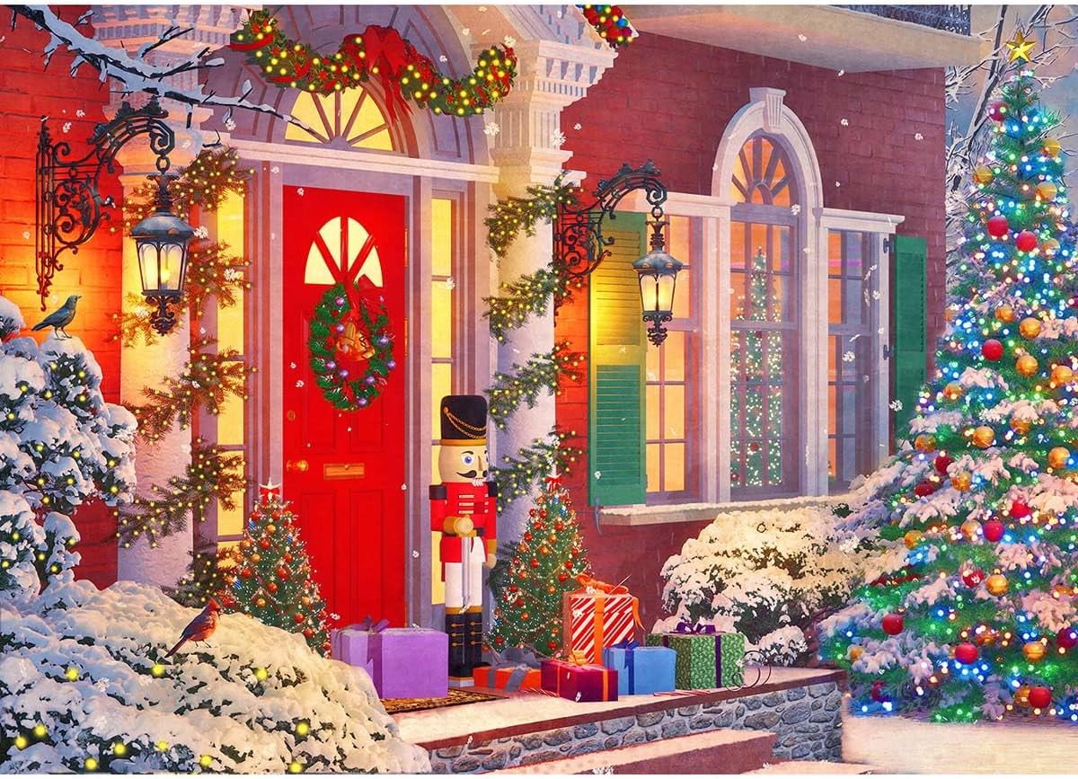 Springbok Christmas House 500 Piece Jigsaw Puzzle - Perfect Family Holiday Puzzle of a Cozy Winter Scene and Christmas Lights