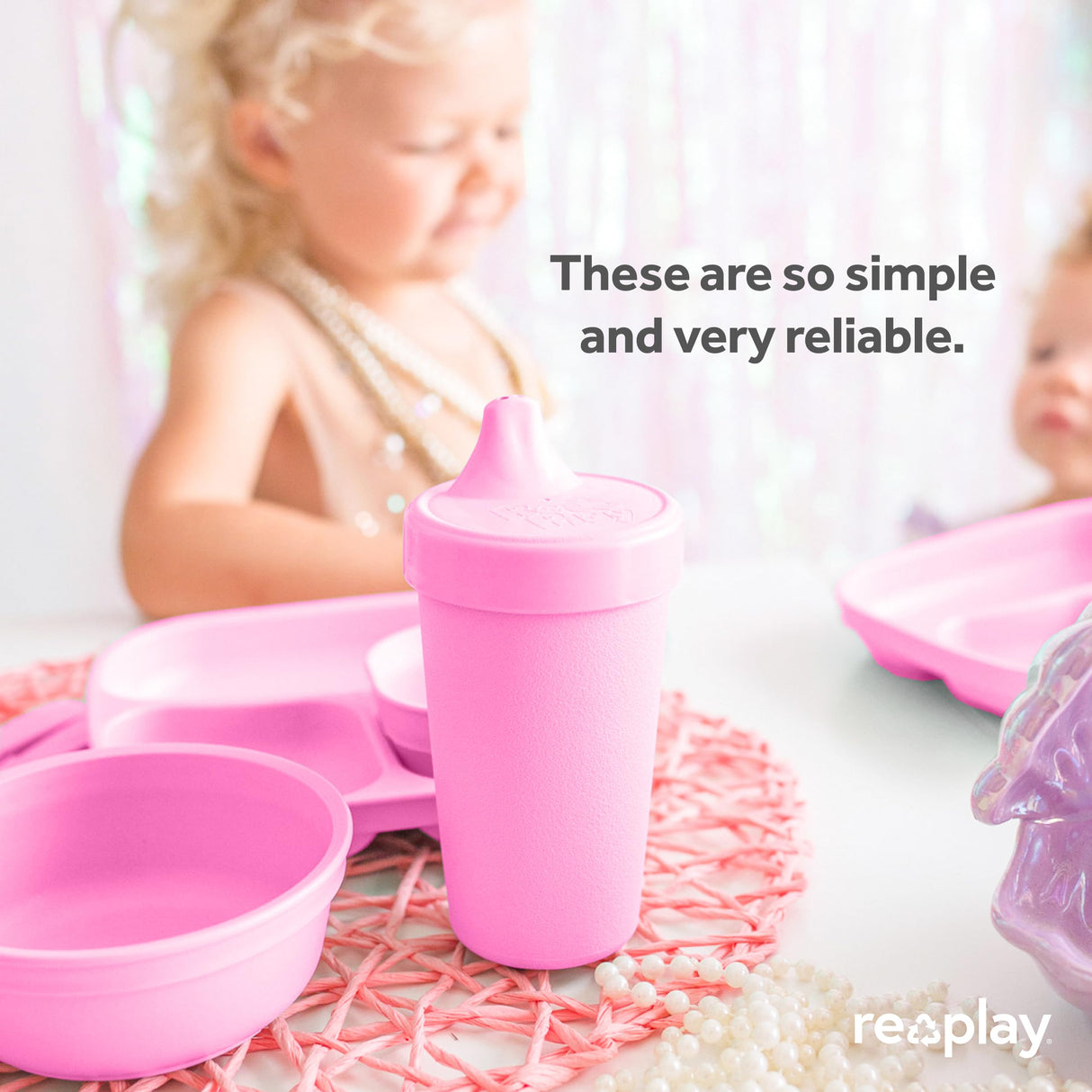 Re-Play Made in USA 10 Oz. Sippy Cups for Toddlers, Pack of 4 - Reusable Spill Proof Cups for Kids, Dishwasher/Microwave Safe - Hard Spout Sippy Cups for Toddlers 3.13" x 6.25", Desert Roses