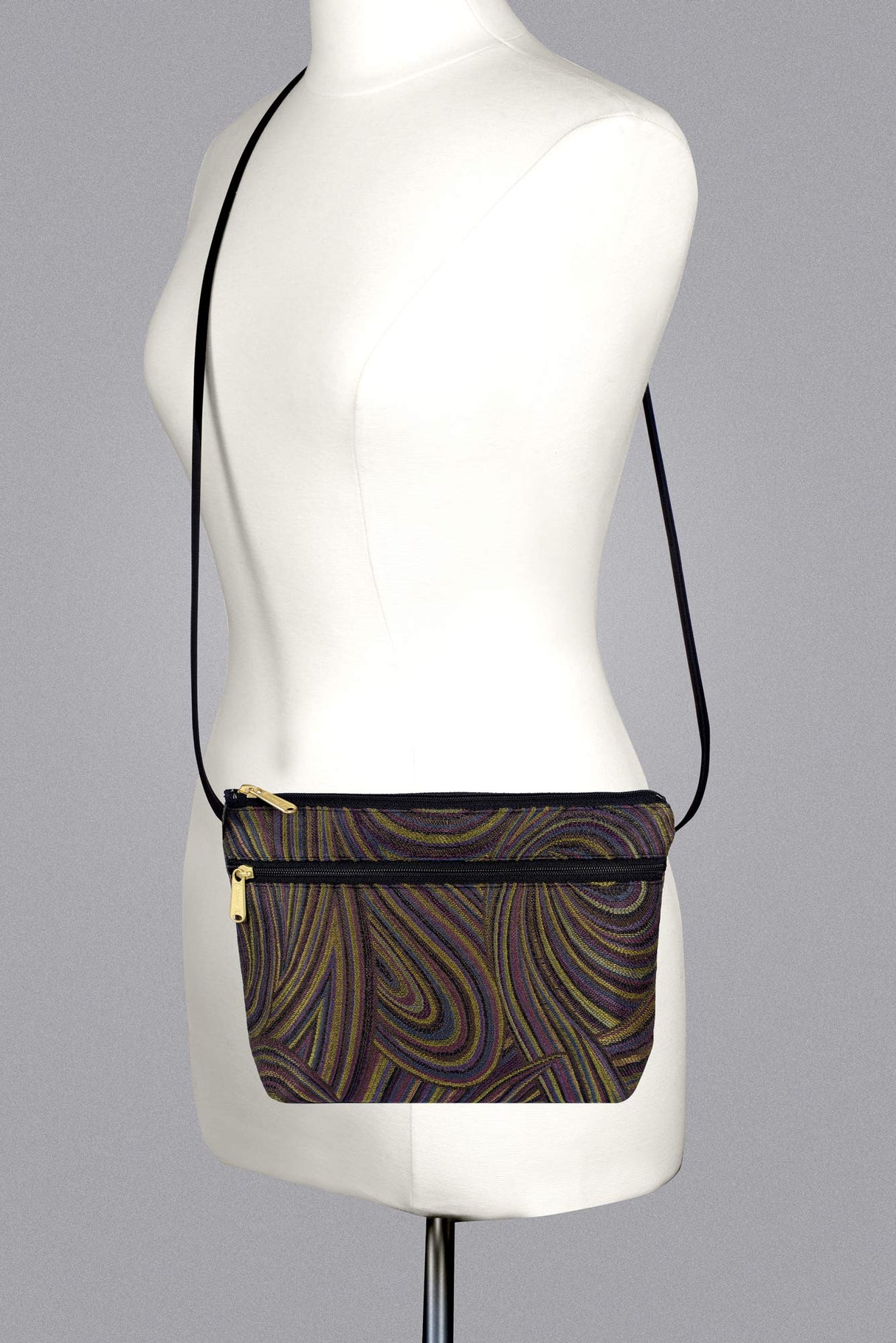 Danny K. Women's Tapestry Zipper Purse Crossbody Handbag, Adjustable Cord, Handmade in USA