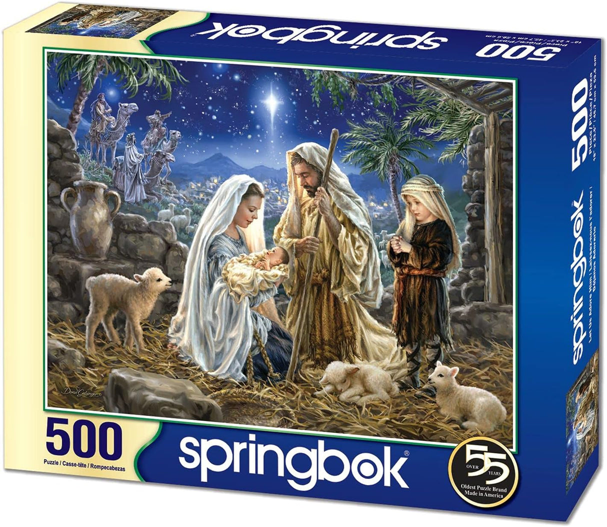 Springbok - Let Us Adore Him - 500 Piece Jigsaw Puzzle Illustration of The Nativity Scene