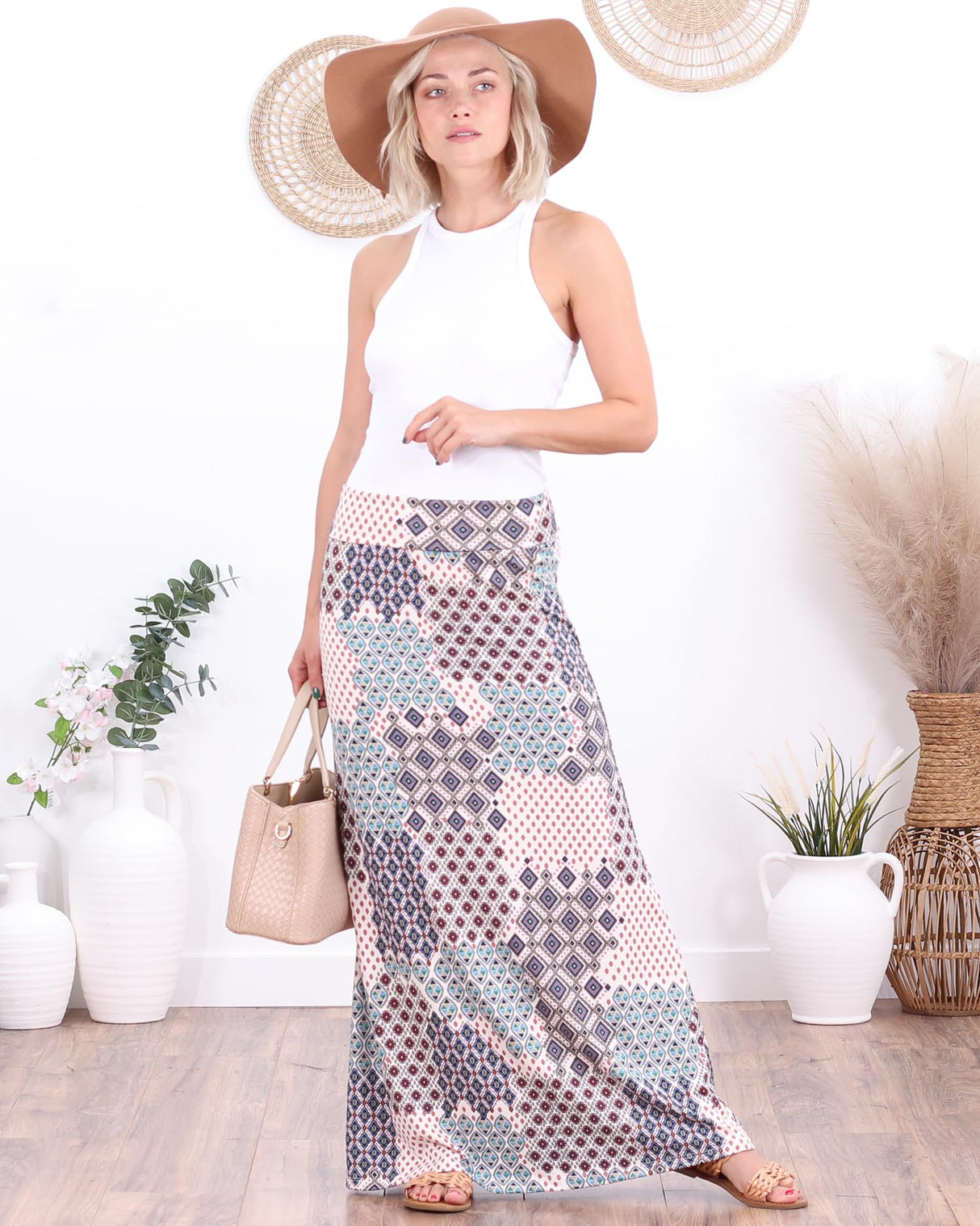 Popana Womens Long Maxi Skirt - Made in USA Long Skirts for Women Trendy - Casual Convertible Sundress Plus Size Maxi Skirt