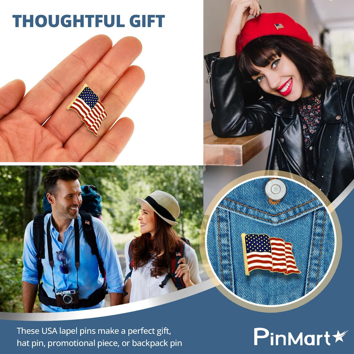 PinMart's 2 Pack Made in the USA American Flag Enamel Lapel Pins