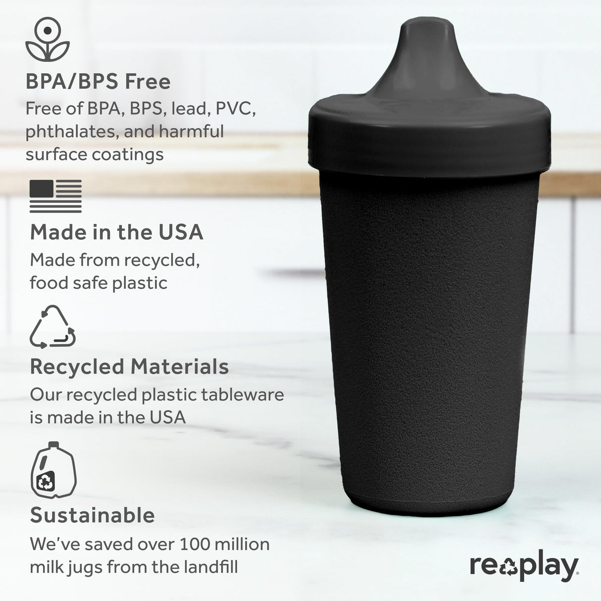 Re-Play Made in USA 10 Oz. Sippy Cups for Toddlers, Pack of 4 - Reusable Spill Proof Cups for Kids, Dishwasher/Microwave Safe - Hard Spout Sippy Cups for Toddlers 3.13" x 6.25", Desert Roses