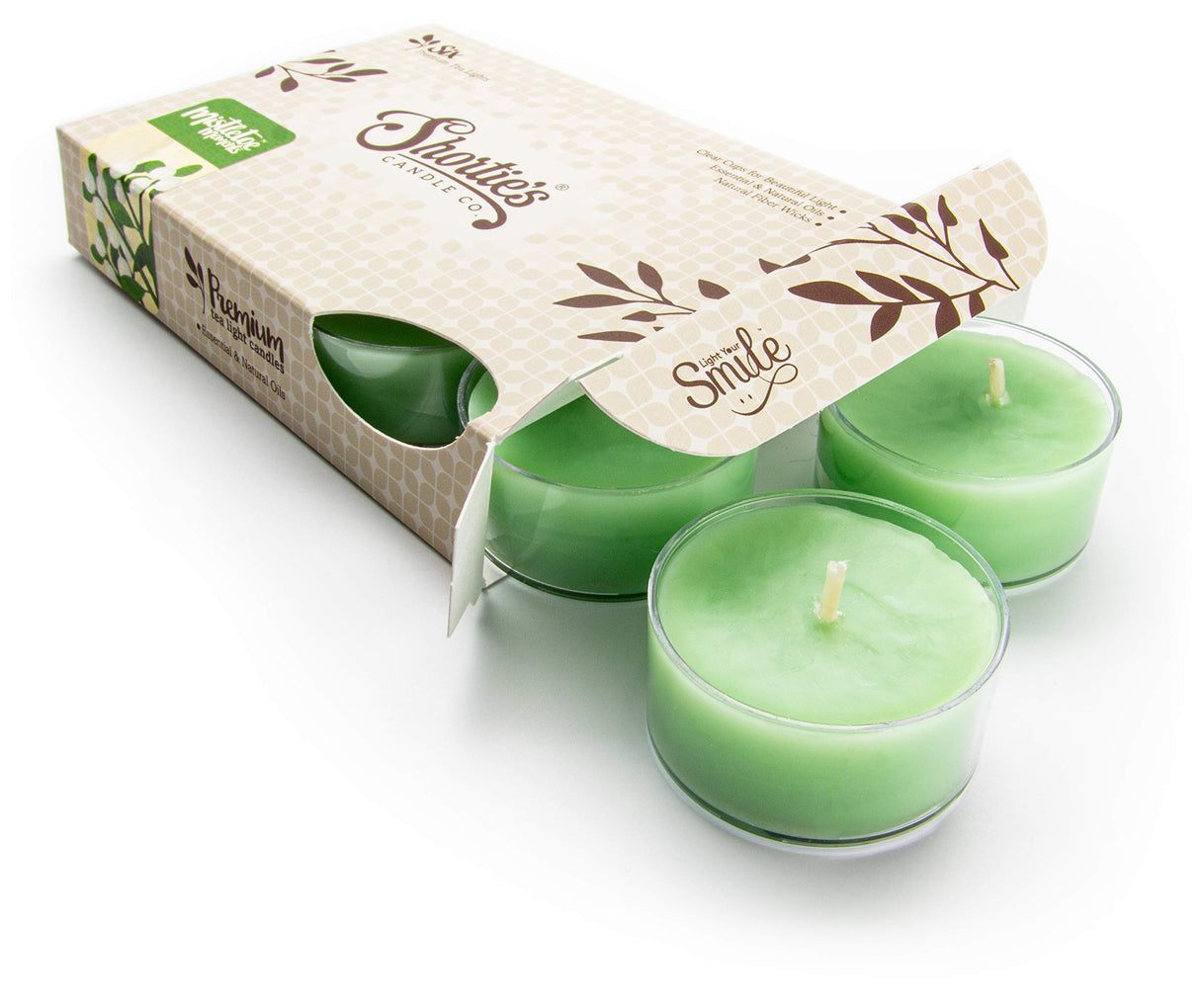 Christmas Tree Premium Tealight Candles - Highly Scented with Essential & Natural Oils - 6 Green Tea Lights - Beautiful Candlelight - Made in The USA - Christmas & Holiday Collection