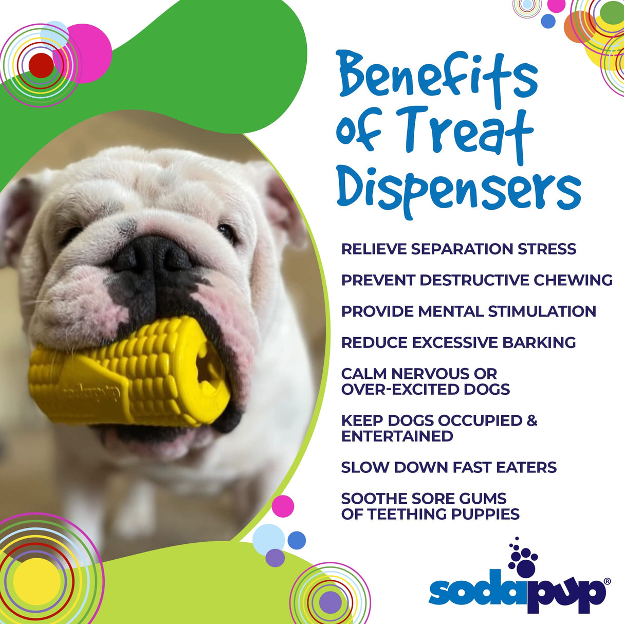 SodaPup Honey Pot – Durable Dog Treat Dispenser & Enrichment Toy Made in USA from Non-Toxic, Pet Safe, Food Safe Natural Rubber Material for Mental Stimulation, Problem Chewing, Calming Nerves, & More
