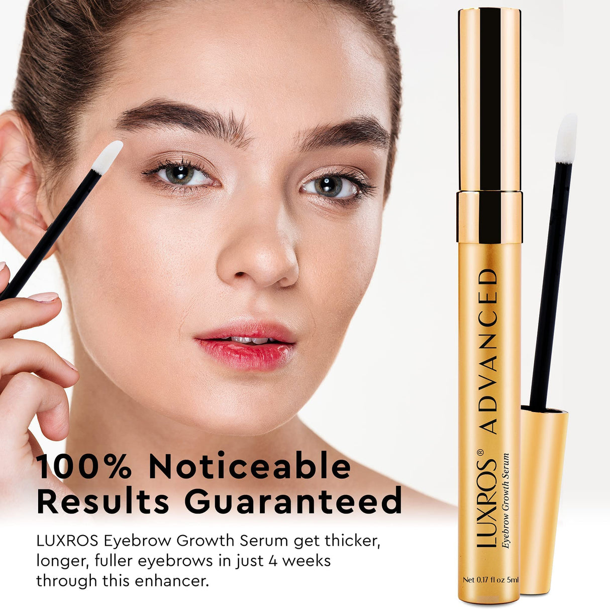 Plant-Based Lash & Brow Growth Serum Bundle: Eyelash Growth Serum 5ML + LUXROS Advanced Eyebrow Growth Serum 5ML - Thick, Strong Lashes & Brows - No Parabens - Made in USA
