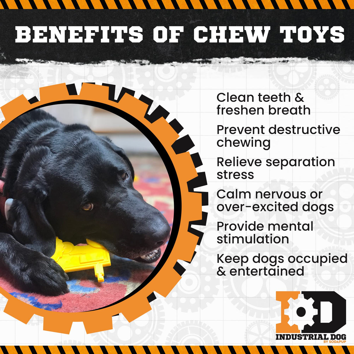 SodaPup Hot Dog – Durable Dog Chew Toy Made in USA from Non-Toxic, Pet Safe, Food Safe Nylon Material for Mental Stimulation, Clean Teeth, Fresh Breath, Problem Chewing, Calming Nerves, & More