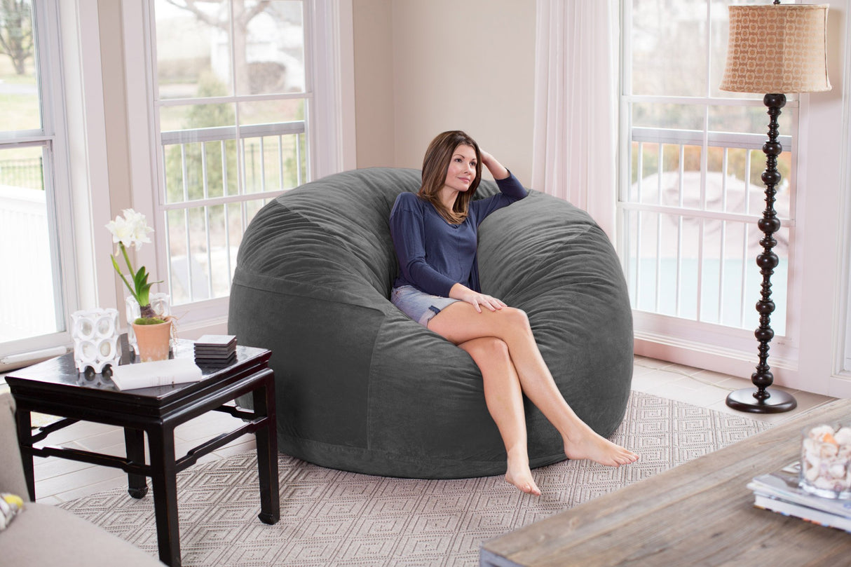 Chill Sack Bean Bag Chair: Giant 6' Memory Foam Furniture Bean Bag - Big Sofa with Soft Micro Fiber Cover, Charcoal