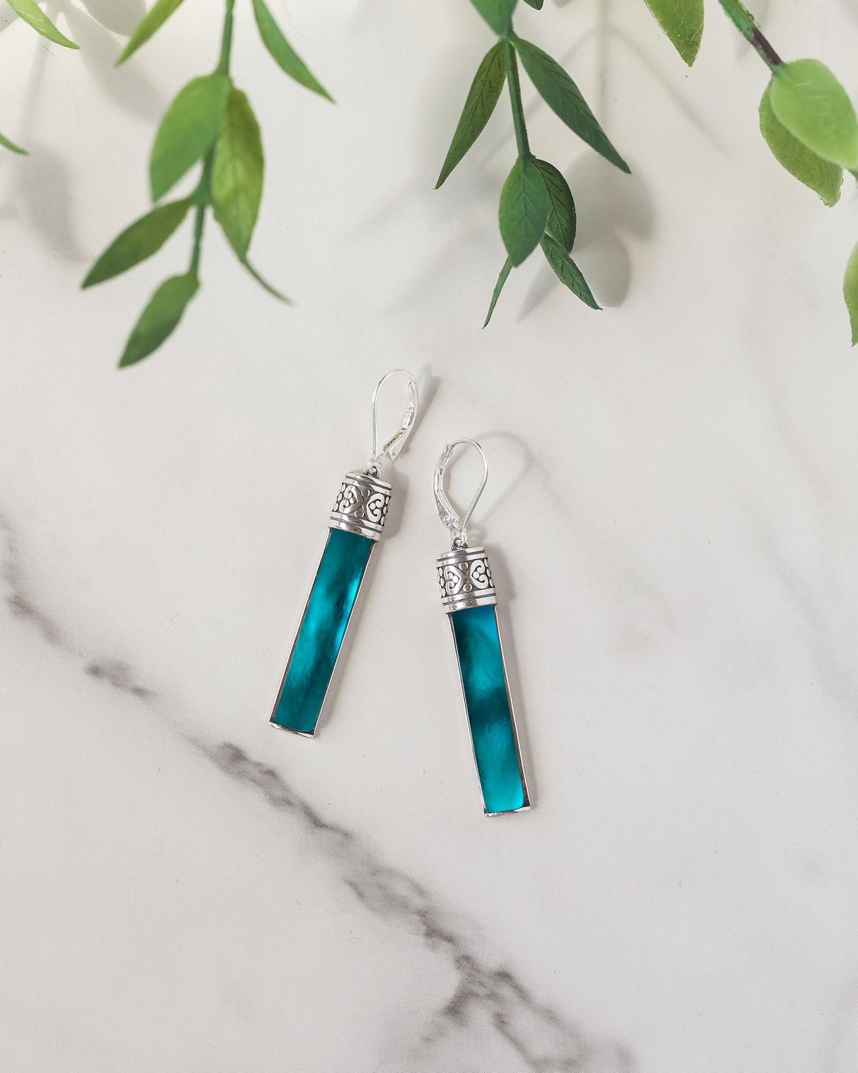 Recycled Antique Bottle and Dishware and Sterling Silver Bottoms Up Lever Back Earrings (Vintage Mason Jar)