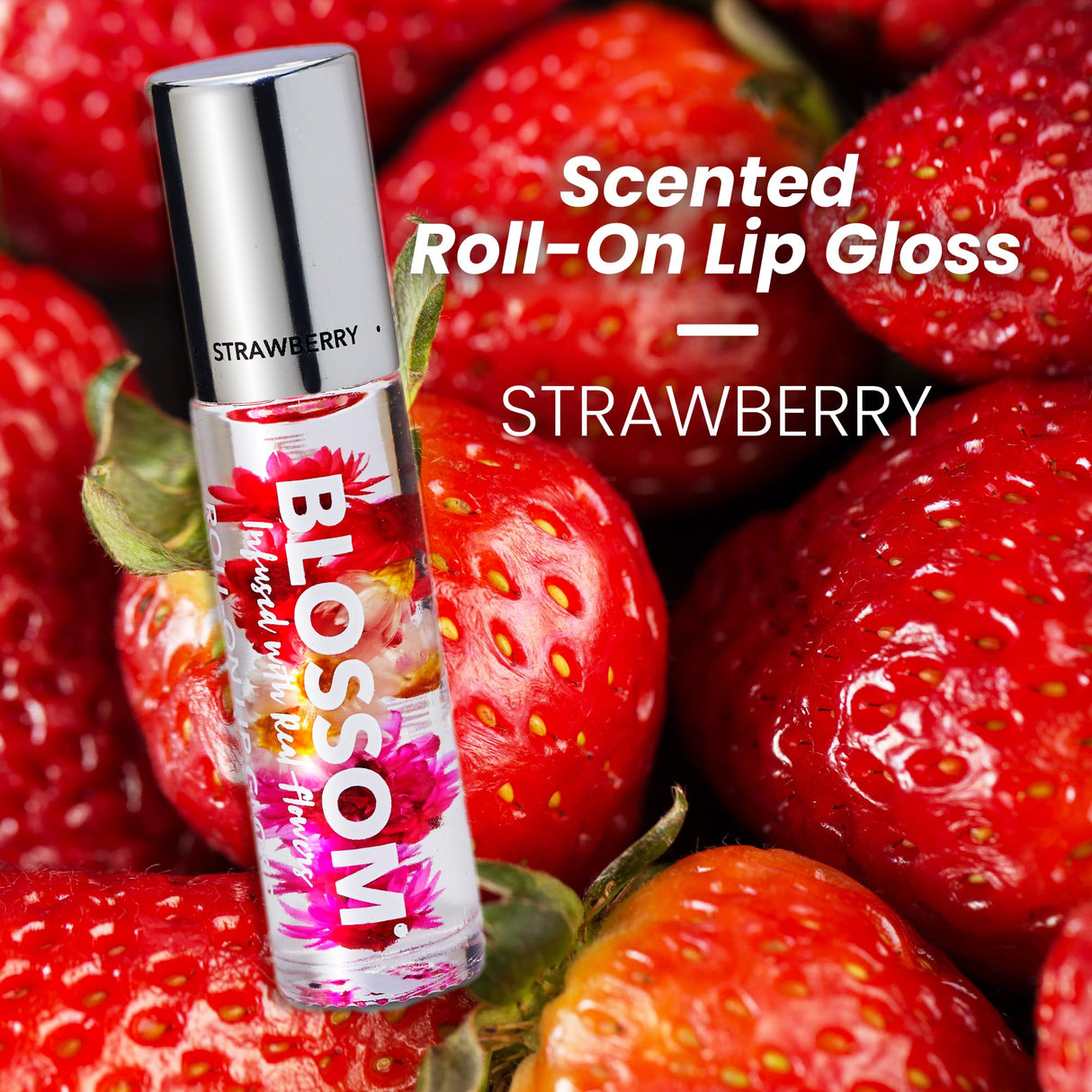 Blossom Scented Roll on Lip Gloss, Infused with Real Flowers, Made in USA, 0.20 fl. oz./5.9ml, Watermelon