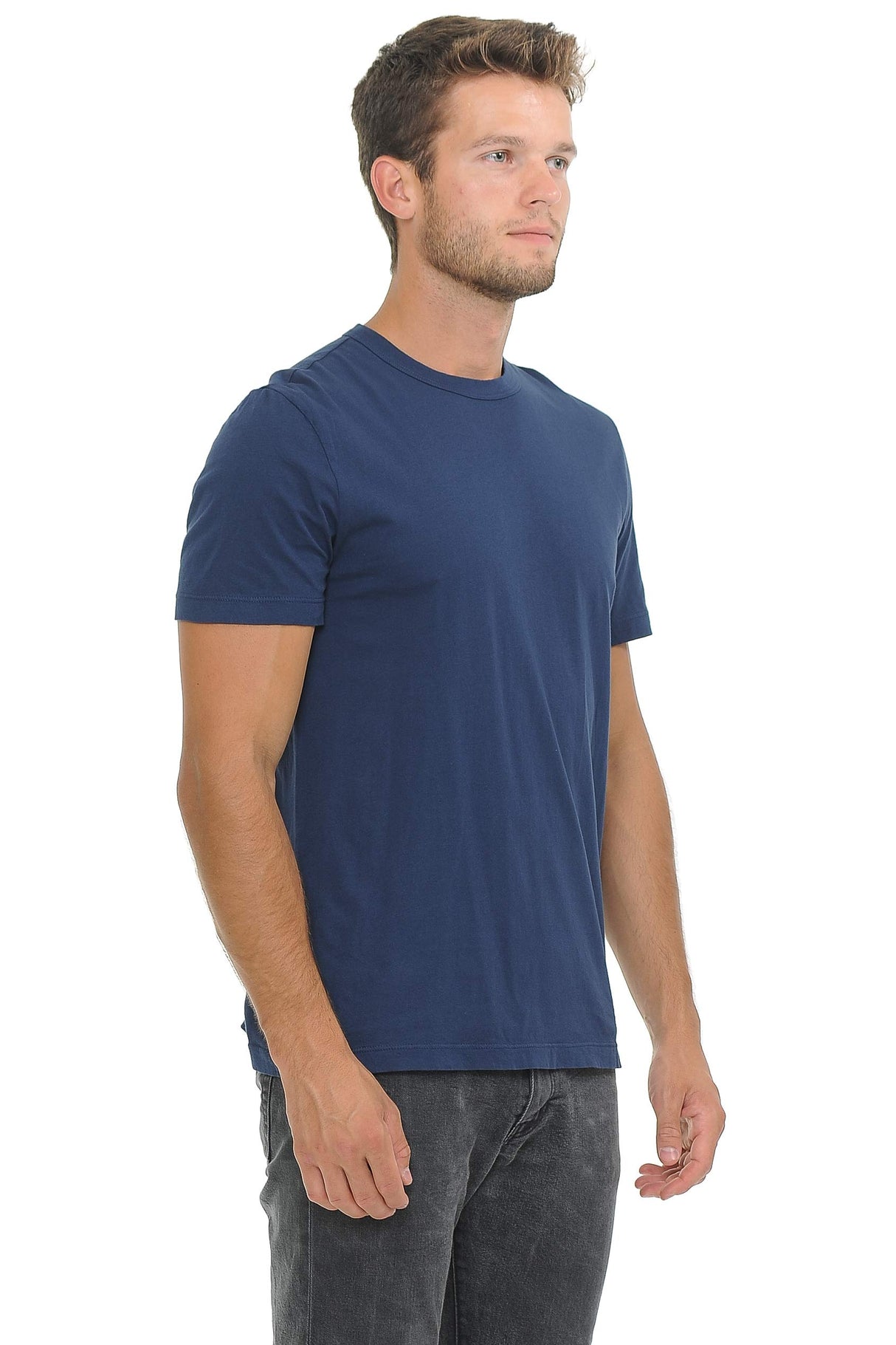 YURO-K Men's Premium Binded Neck Cotton Classic Short Sleeve Crew T-Shirt