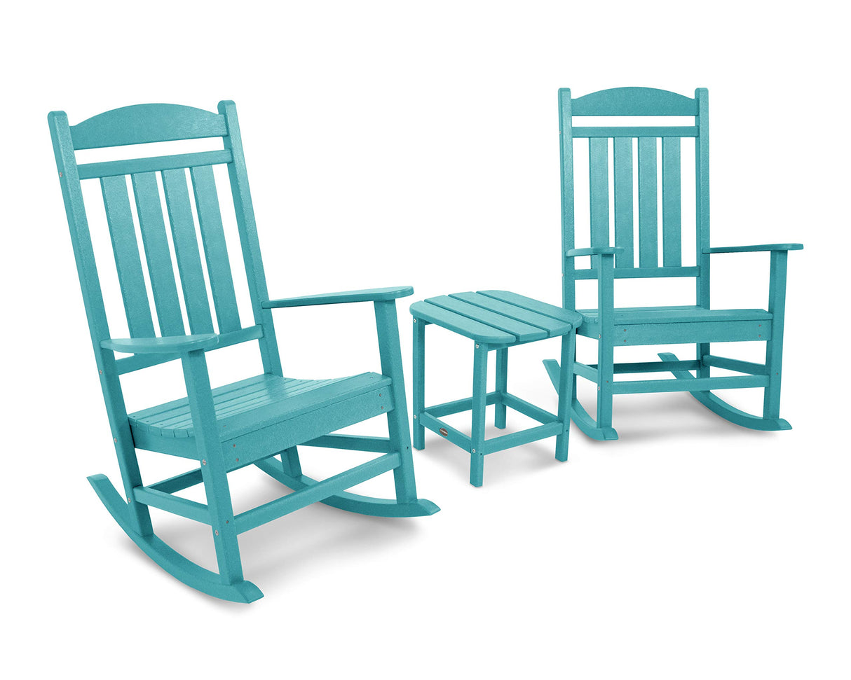 POLYWOOD PWS166-1-BL Presidential Rocker 3-Piece Rocking Chair Set, Black