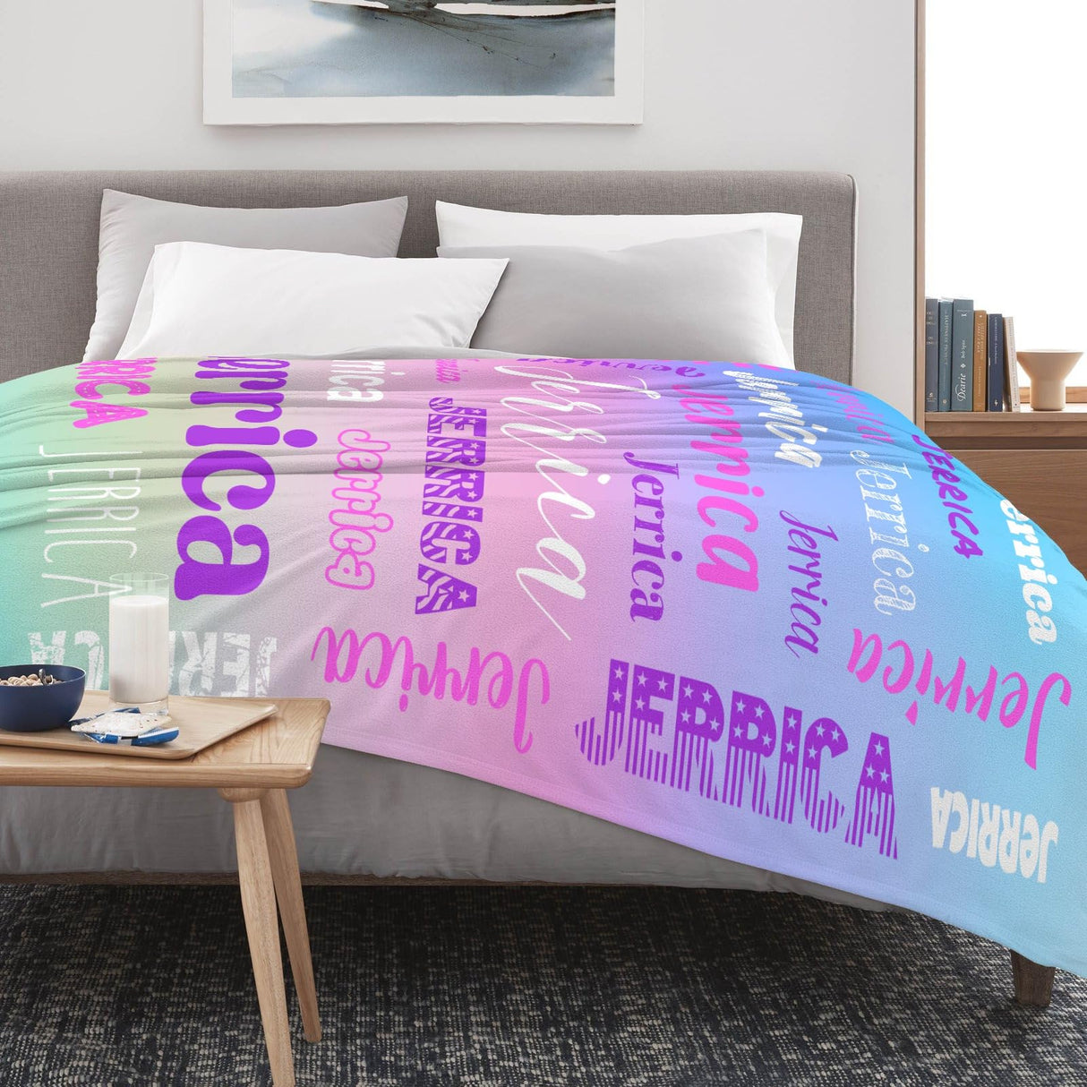 Custom Blanket with Name, Soft Cozy Personalized Name Blankets for Kids, Girls, Boys, Adults, Customized Christmas Blanket for Women, Men, Newborn, New Mom, Red Colors, Made in USA