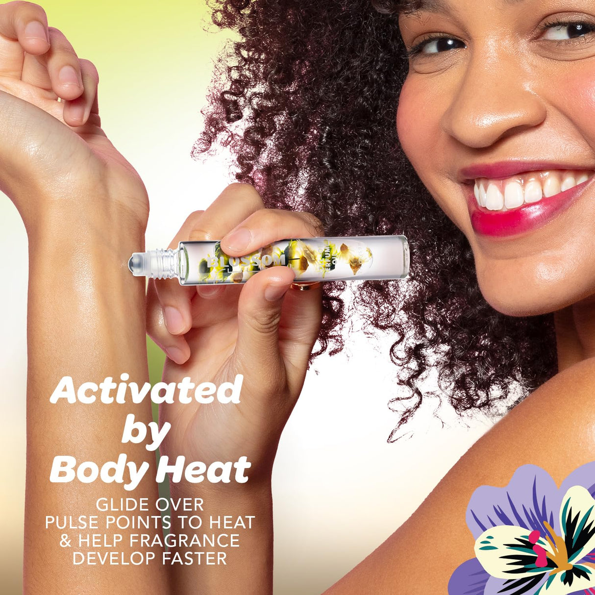 Blossom Roll on Perfume Oil for Women, Alcohol Free Rollerball Perfume with Essential Oil, Infused with Real Flowers, Made in USA, 0.20 oz (Lemon, Bergamot, Violet, White Musk), Cactus Flower