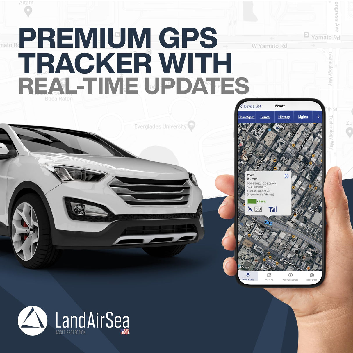 LandAirSea 54 GPS Tracker + 6-Months No Subscription. Long Battery, Magnetic, & Waterproof. Global GPS Tracker for Vehicles. Made in The USA from Domestic & Imported Parts