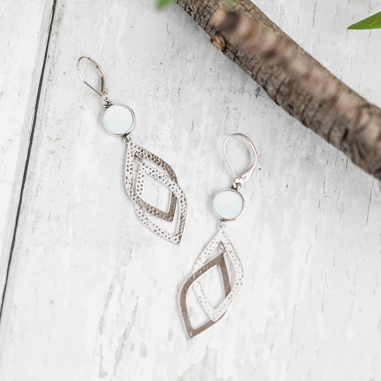 Bottled Up Designs Handmade Recycled Antique Glass and Sterling Silver Cascade Earrings (Olive Wine Bottle)