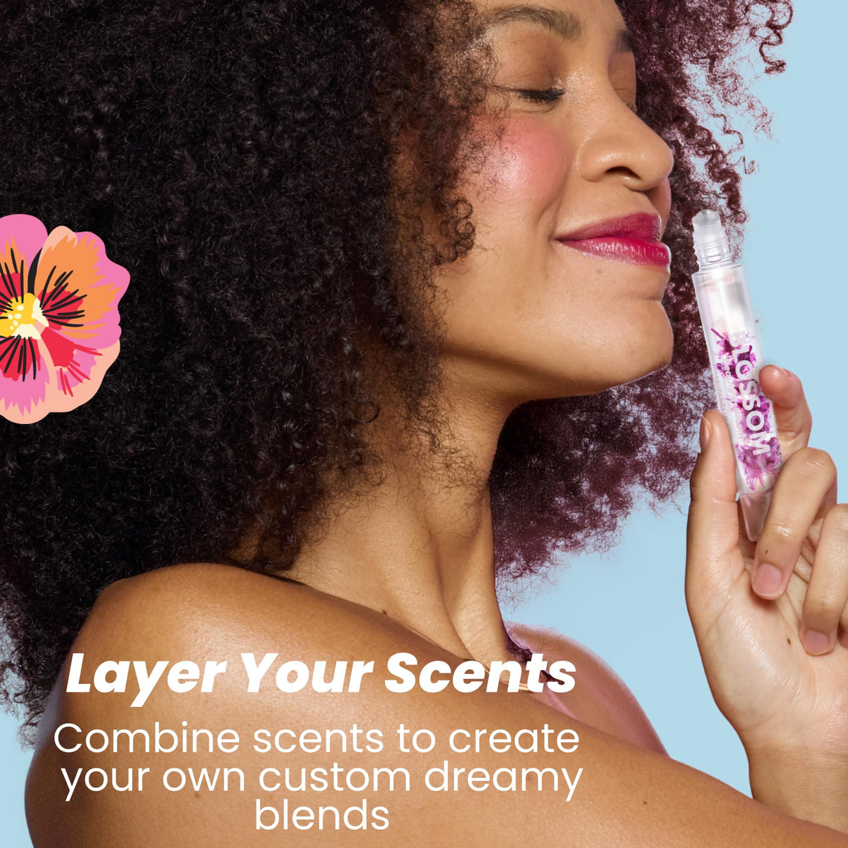 Blossom Roll on Perfume Oil for Women, Alcohol Free Rollerball Perfume with Essential Oil, Infused with Real Flowers, Made in USA, 0.20 oz (Lemon, Bergamot, Violet, White Musk), Cactus Flower